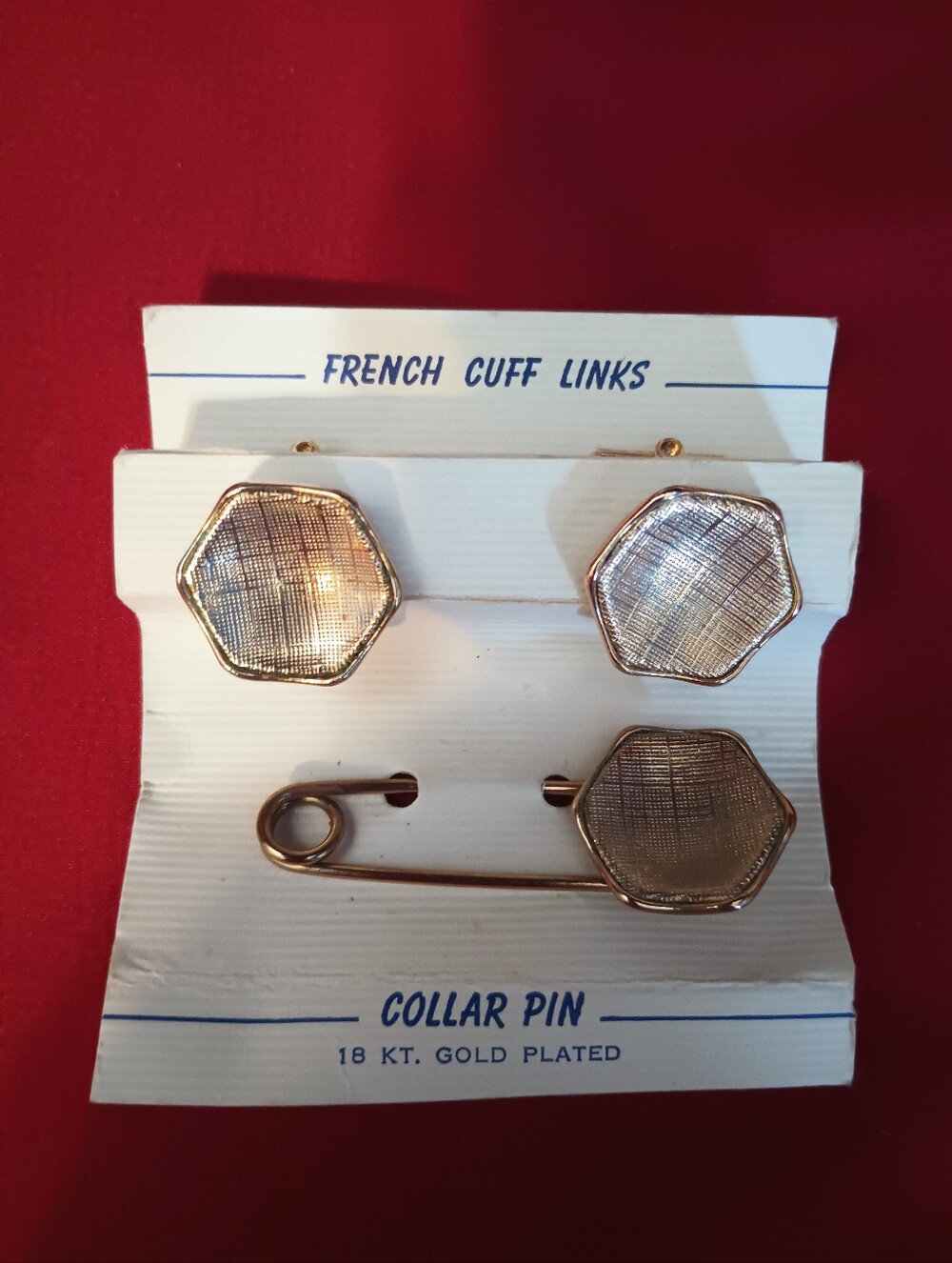 Vintage 18k Gold Plated French Cufflinks & Collar Pin. Never Used